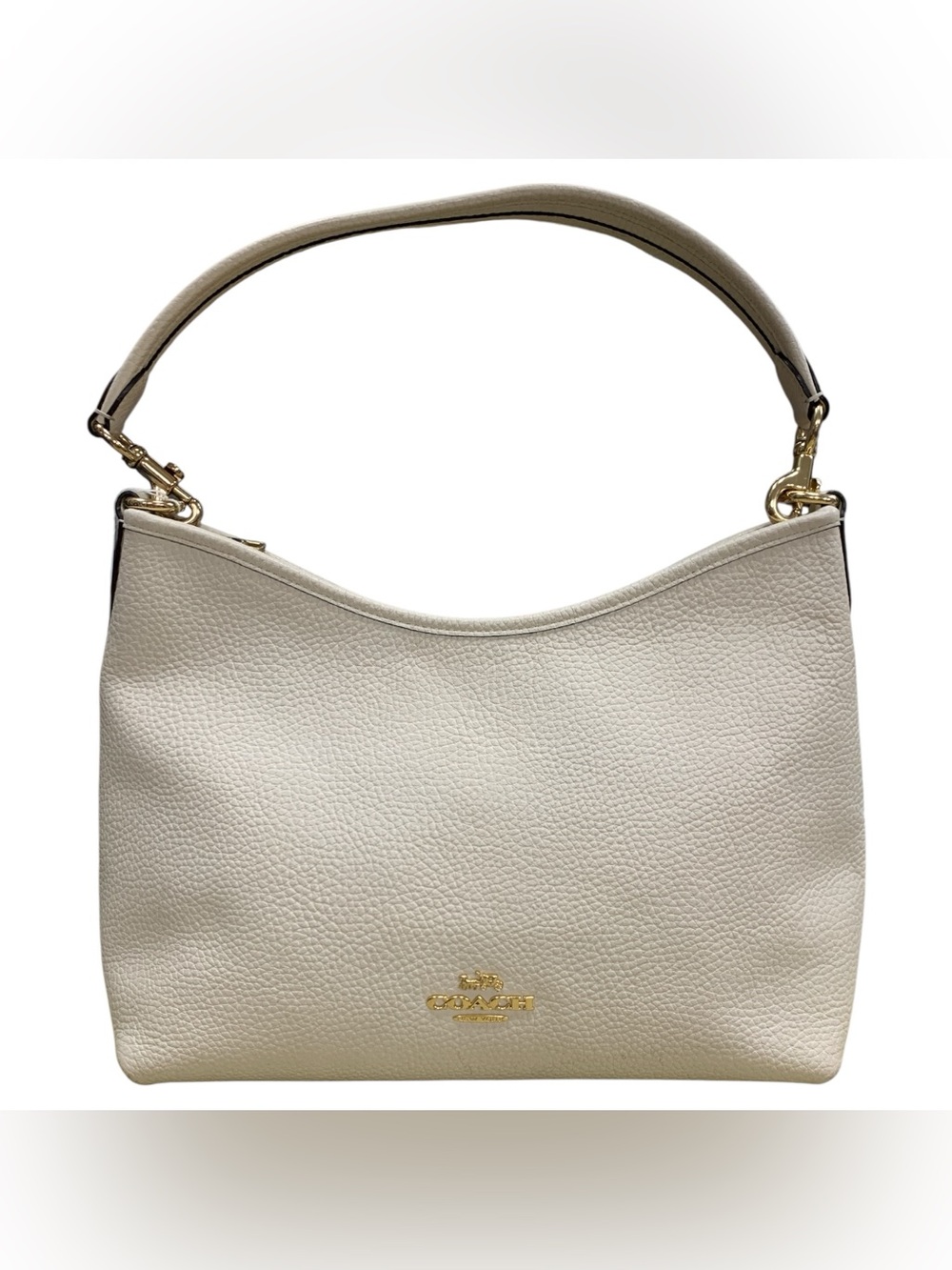 Coach Pebbled Leather Shoulder Bag in Chalk